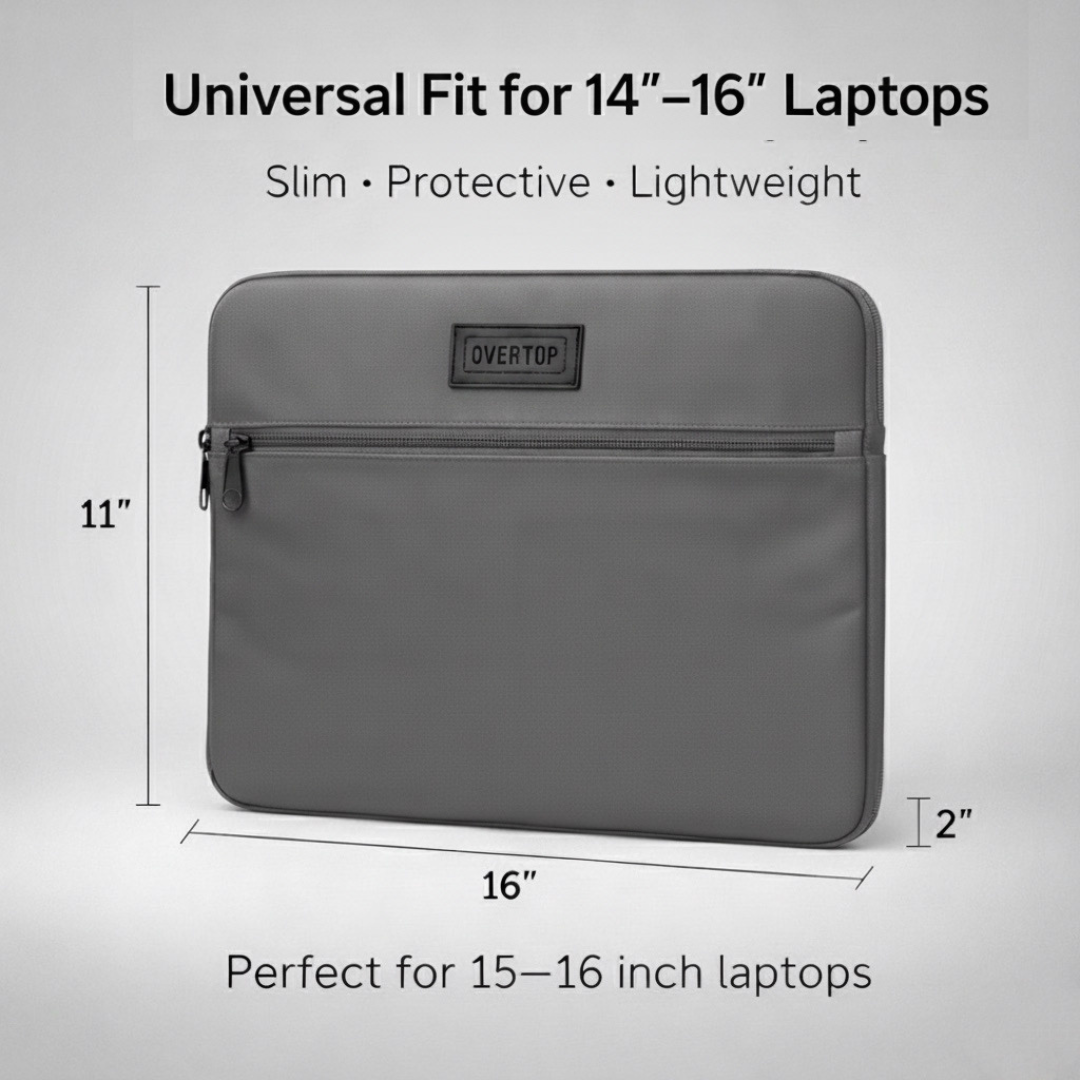 Premium Overtop 16” Laptop Sleeve Case – Soft Padded Protection | Slim & Lightweight